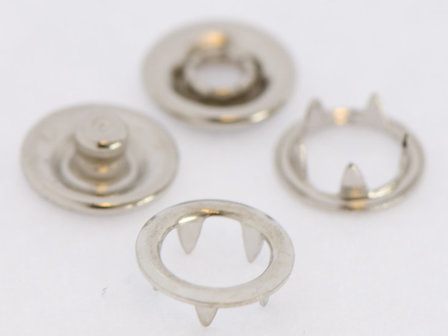 10 metalen open-ring-drukkers 11 mm zilverkleurig