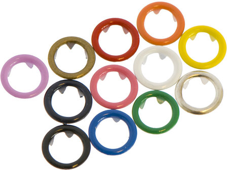 10 metalen open-ring-drukkers 11 mm zilverkleurig
