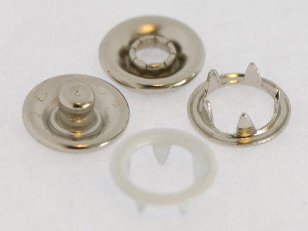 10 metalen open-ring-drukkers 11 mm wit