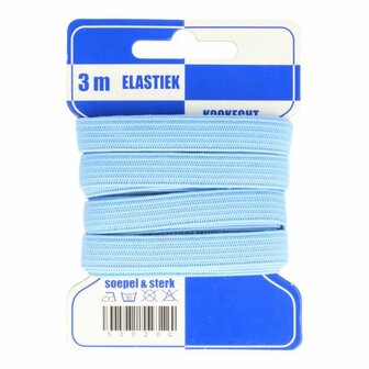  elastiek 3 meter lichtblauw / 10 mm breed