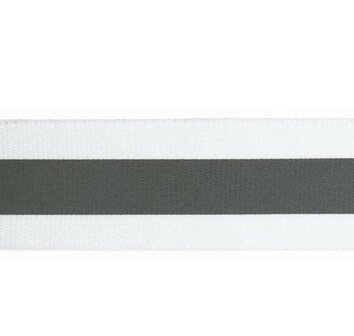 50mm wit ribsband met reflectiestreep 