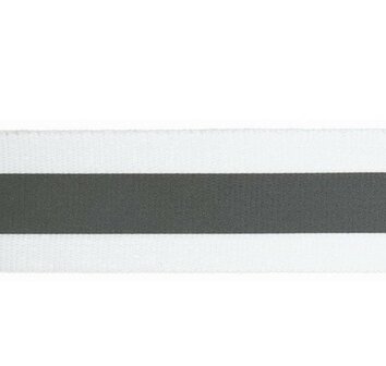 50mm wit ribsband met reflectiestreep 