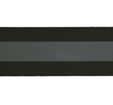 50mm  zwart ribsband met reflectiestreep 