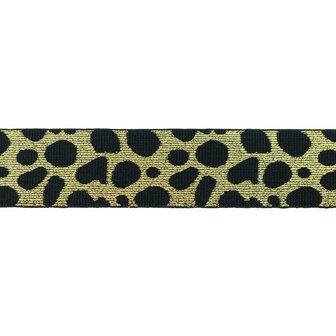 taille-elastiek 4 cm breed: cheetah goud op zwart / HALVE METER