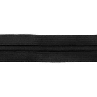 taille-elastiek 5 cm breed met koord in het midden: zwart /HALVE METER
