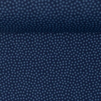 Dotty: 100 % katoenen poplin donkerblauw met blauwe kleine stipjes