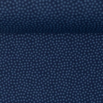 Dotty: 100 % katoenen poplin donkerblauw met blauwe kleine stipjes