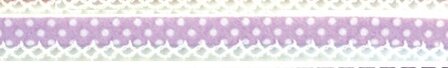 biaisband lila met witte stip en wit randje