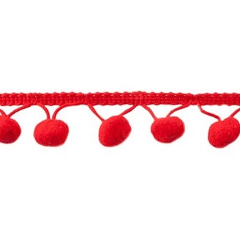pomponband met bolletjes van 1 cm : rood