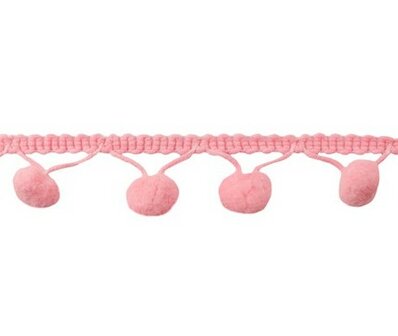 pomponband met bolletjes van 1 cm : roze