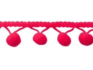 pomponband met bolletjes van 1 cm : fuchsia