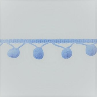 pomponband met bolletjes van 1 cm : lichtblauw