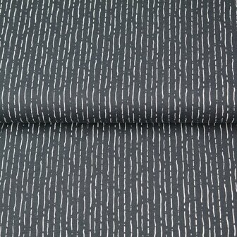 Stenzo: zwarte katoen met streepjes en stippenlijnen