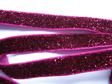 glitterelastiek fuchsia/paars 1cm breed