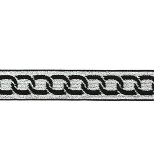 taille-elastiek 2 cm breed: zilveren ketting op zwart/ HALVE METER