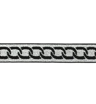 taille-elastiek 2 cm breed: zilveren ketting op zwart/ HALVE METER