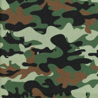 Kim: 100 % katoenen poplin camouflage army/legergroen