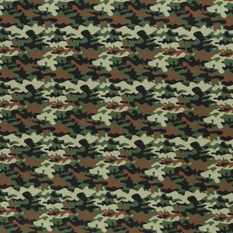 Kim: 100 % katoenen poplin camouflage army/legergroen