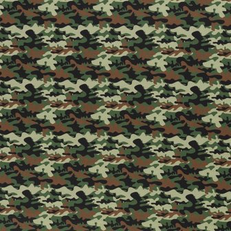 Kim: 100 % katoenen poplin camouflage army/legergroen