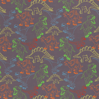 Fiete softshell: leuke dino's op grijze softshell