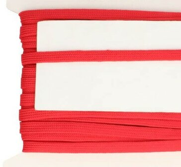 rood veterband oftewel plat koord 9 mm breed, dubbeldik 