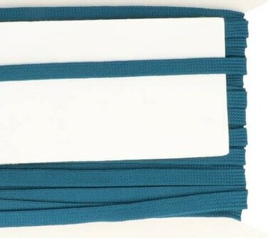 jeansblauw veterband oftewel plat koord 9 mm breed, dubbeldik 