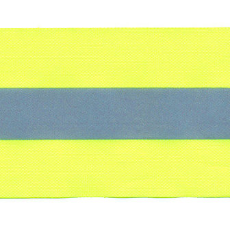 Fluoriserend geel-groen pvc band met reflectiestreep 50mm