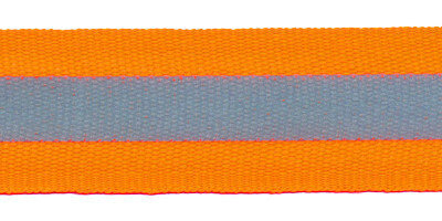 Neon-oranje ribsband met reflectiestreep 25 mm