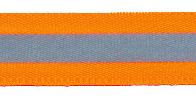 Neon-oranje ribsband met reflectiestreep 25 mm