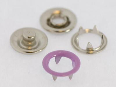 10 metalen open-ring-drukkers 9 mm lila