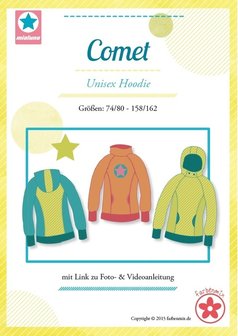 COMET/ patroon van een hoody in de maten 74/80 - 158/164