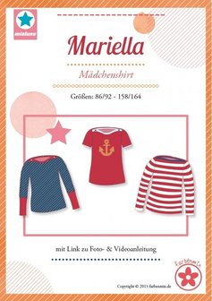 Mariella/ patroon van een kindershirt met boothals in de maten 86/92 - 158/164