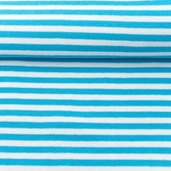 fijne boordstof turquoise/wit