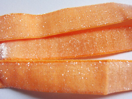 glitterelastiek oranje 1,6 cm breed