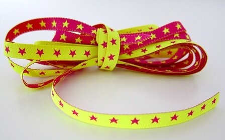 smal sterrenband, neongeel/fuchsia