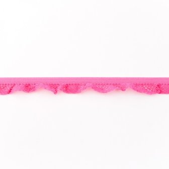 zeer zacht en elastisch rucheband, knalkoraal-fuchsia 15mm