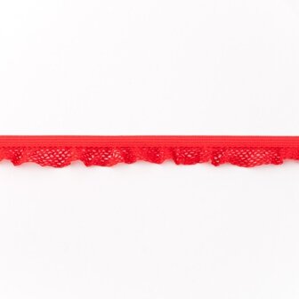 zeer zacht en elastisch rucheband, warm rood 15mm