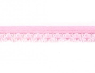 zacht sierelastiek met schulprand, roze