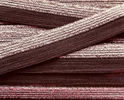 omvouwelastiek 1,6 cm breed met glitterdraad aan &eacute;&eacute;n kant / heel diepdonkerbruin