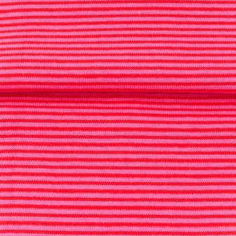 fijne boordstof roze/rood-  smal streepje 2 mm