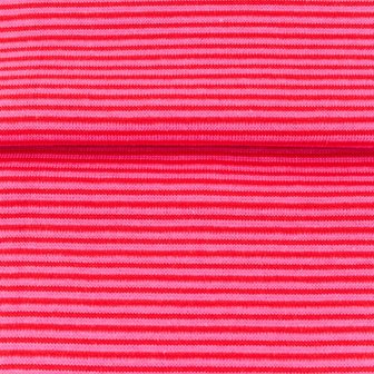fijne boordstof roze/rood-  smal streepje 2 mm