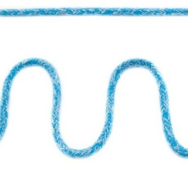 Koord 5 mm gevlochten katoenen koord, gem&ecirc;leerd turquoise