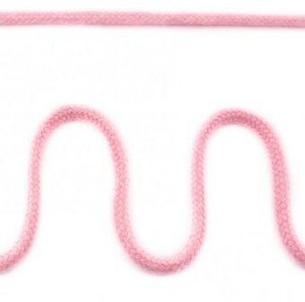 Koord 5 mm gevlochten katoenen koord, gem&ecirc;leerd roze