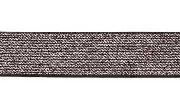 glitter-taille-elastiek zwart/zilver 2,5 cm breed:  / HALVE METER