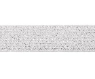 glitter-taille-elastiek offwhite (gebroken wit) 2,5 cm breed:  / HALVE METER
