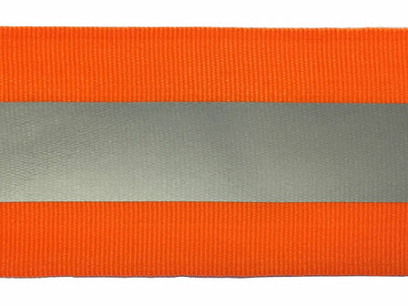 50mm fluoriserend oranje ribsband met reflectiestreep 