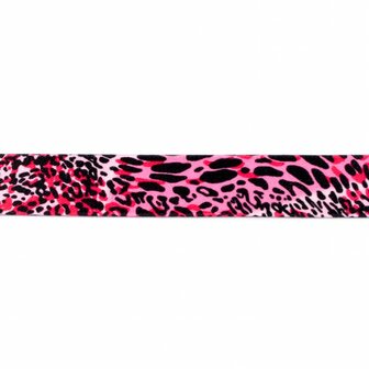 taille-elastiek 2,5 cm breed: panterprint roze /HALVE METER