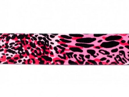 taille-elastiek 2,5 cm breed: panterprint roze /HALVE METER