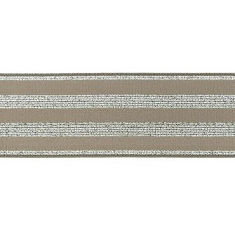 elastiek 4 cm breed:strepen lurex op taupe / HALVE METER