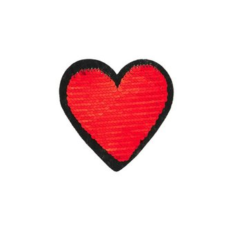 applicatie met wrijfpailletjes: hart 10 x 10 cm rood of wit